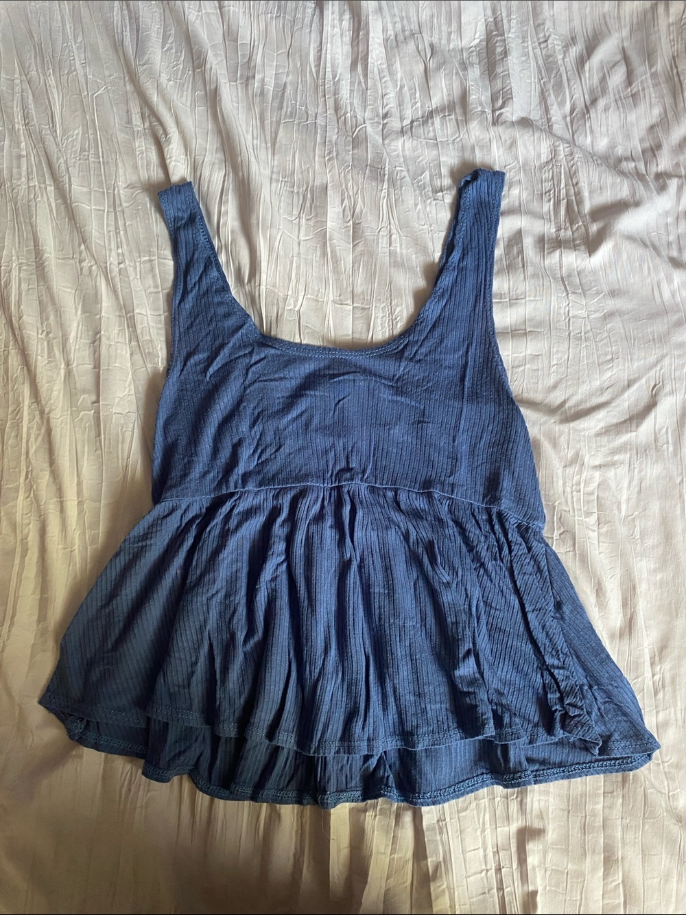 Olivia Rae Navy Blue Peplum Scoop Tank